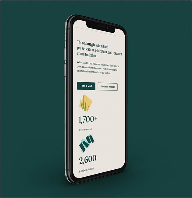 A mobile view of the Ridges website on an iPhone.