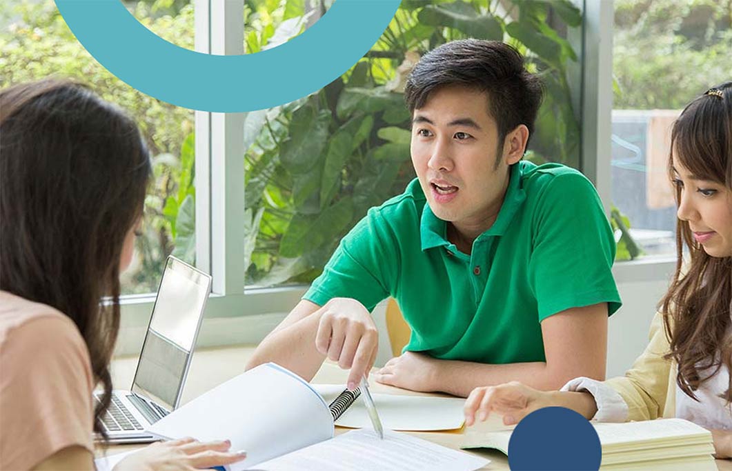 A group studying at the library.