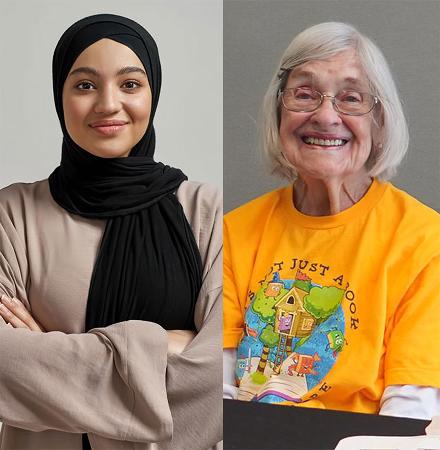 Two women of different ages served by the library.